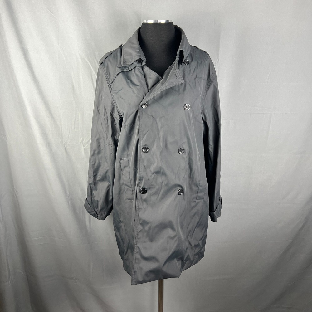 Hawke & Co Outfitter Trench Coat Womens 14/16 Black Long Sleeve Camp Collar